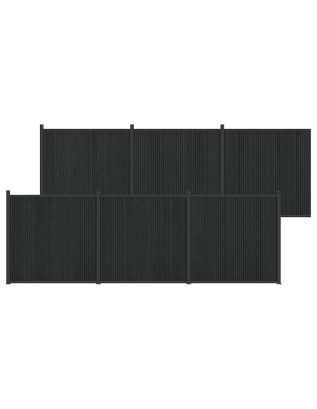 Pannello di Recinzione 6 pcs WPC e Alluminio Nero