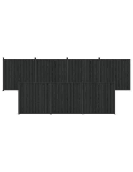 Pannello di Recinzione 7 pcs WPC e Alluminio Nero