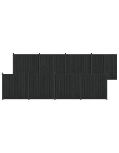 Pannello di Recinzione 8 pcs WPC e Alluminio Nero