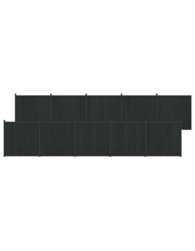 Pannello di Recinzione 10 pcs WPC e Alluminio Nero