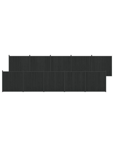 Pannello di Recinzione 10 pcs WPC e Alluminio Nero