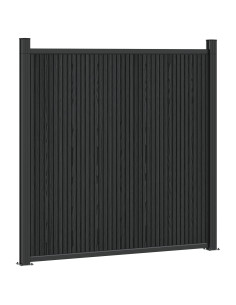 Pannello di Recinzione 9 pcs WPC e Alluminio Nero 2