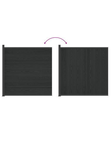 Pannello di Recinzione WPC e Alluminio Nero