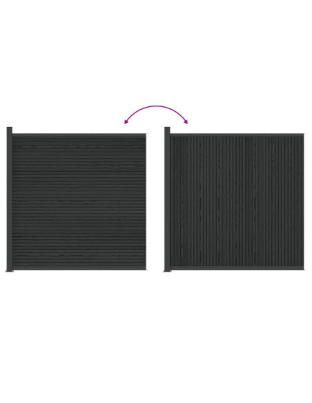 Pannello di Recinzione WPC e Alluminio Nero