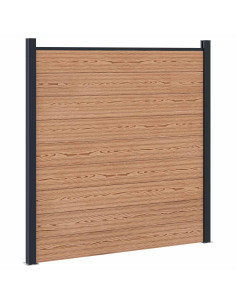Pannello di Recinzione WPC e Alluminio Marrone 2