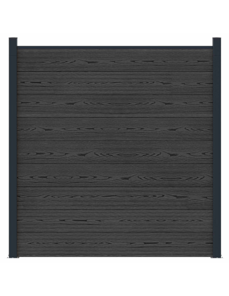 Pannello di Recinzione WPC e Alluminio Nero