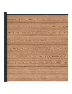 Pannello di Recinzione WPC e Alluminio Marrone 2