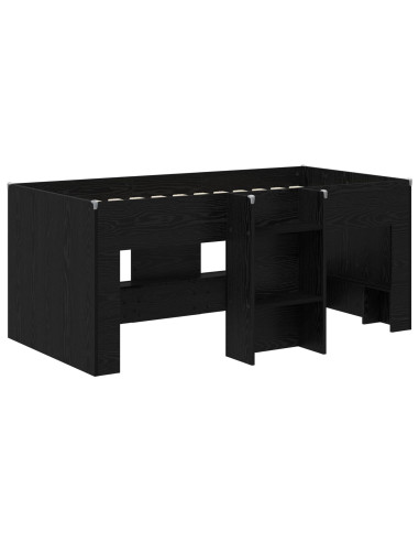 Letto Alto per Bambini 2 pcs Rovere Nero 163 x 101,1 x 68,5 cm