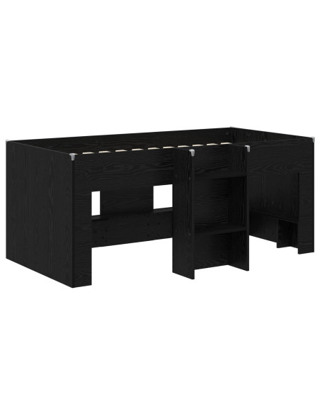 Letto Alto per Bambini 2 pcs Rovere Nero 163 x 101,1 x 68,5 cm