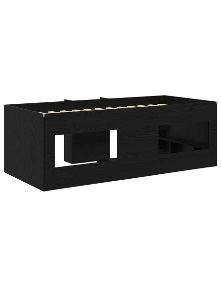 Letto Alto per Bambini 2 pcs Rovere Nero 90 x 190 cm