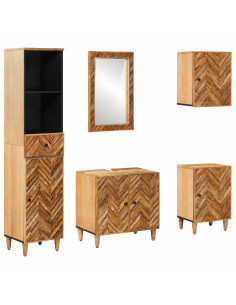 Set di Armadi da Bagno con porta 5 pcs Legno di mango massello
