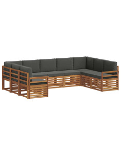 Set divani 9 pcs Naturale e Antracite Legno di Acacia Massello 2