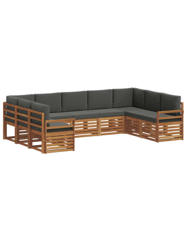 Set divani 9 pcs Naturale e Antracite Legno di Acacia Massello