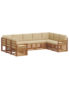 Set divani 9 pcs Naturale e Beige Legno di Acacia Massello 2