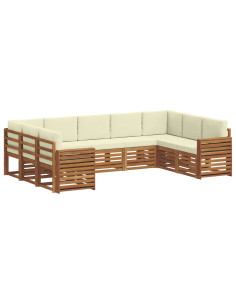 Set divani 9 pcs Naturale e Crema Legno di Acacia Massello 2