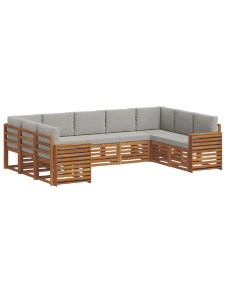 Set divani con cuscino 9 pcs Grigio Naturale e Chiaro