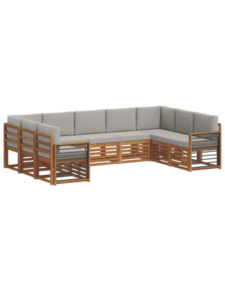 Set divani con cuscino 9 pcs Grigio Naturale e Chiaro