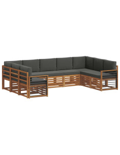 Set divani 9 pcs Naturale e Antracite Legno di Acacia Massello 2