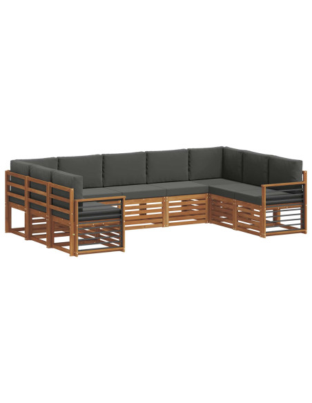 Set divani 9 pcs Naturale e Antracite Legno di Acacia Massello