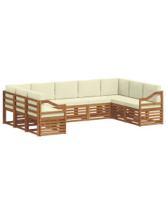 Set divani 9 pcs Naturale e Crema Legno di Acacia Massello 2