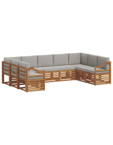 Set divani con cuscino 9 pcs Grigio Naturale e Chiaro