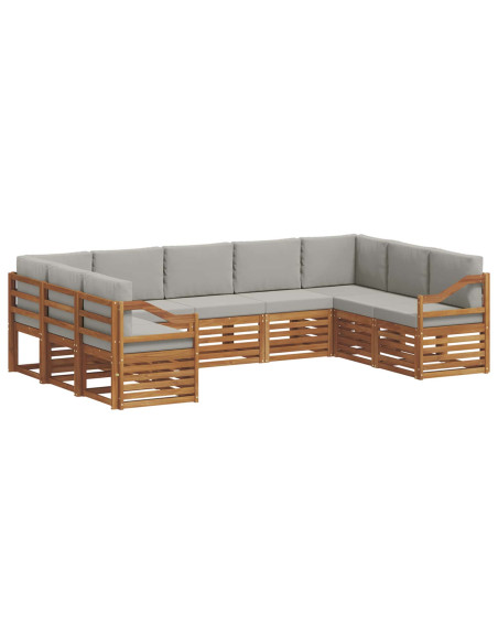 Set divani con cuscino 9 pcs Grigio Naturale e Chiaro