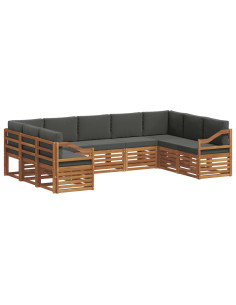 Set divani 9 pcs Naturale e Antracite Legno di Acacia Massello 2