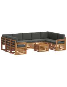 Set divani 10 pcs Naturale e Antracite Legno di Acacia Massello 2