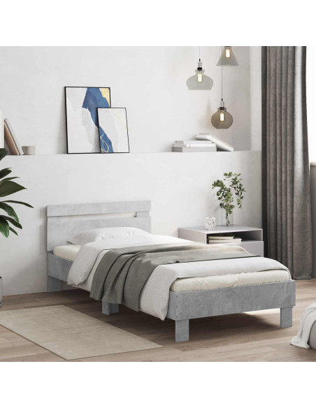 Struttura letto con testata Grigio Cemento 80 x 200 cm