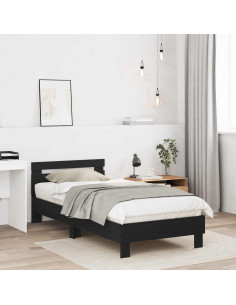 Struttura letto con testata Rovere Nero 80 x 200 cm