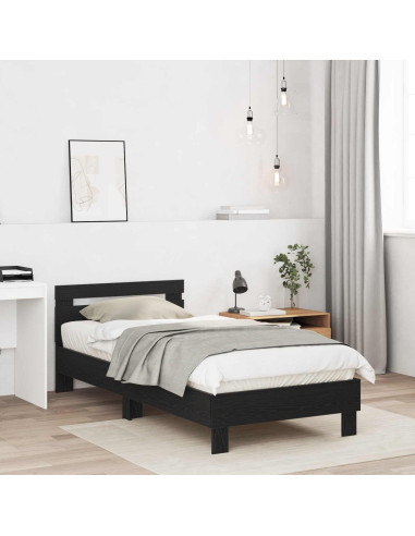 Struttura letto con testata Rovere Nero 80 x 200 cm