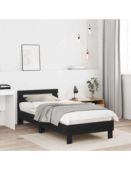 Struttura letto con testata Rovere Nero 80 x 200 cm