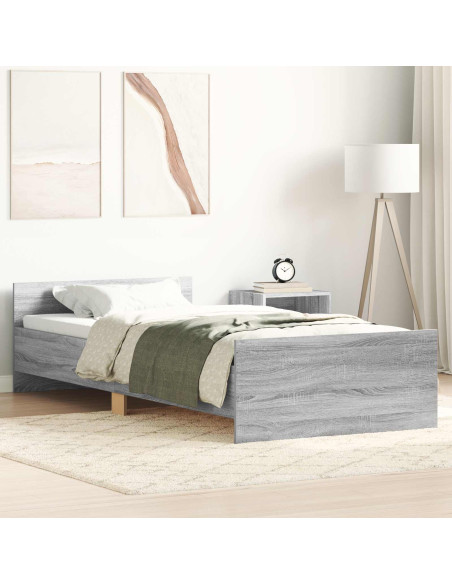 Struttura letto con testata Sonoma grigio 80 x 200 cm