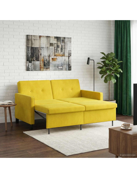Divano letto Giallo Tessuto