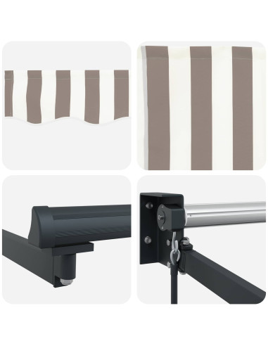 Tenda retrattile manuale con LED Grigio chiaro e bianco