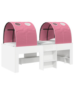 Letto con Tunnel 4 pcs Bianco e Rosa Legno ingegnerizzato