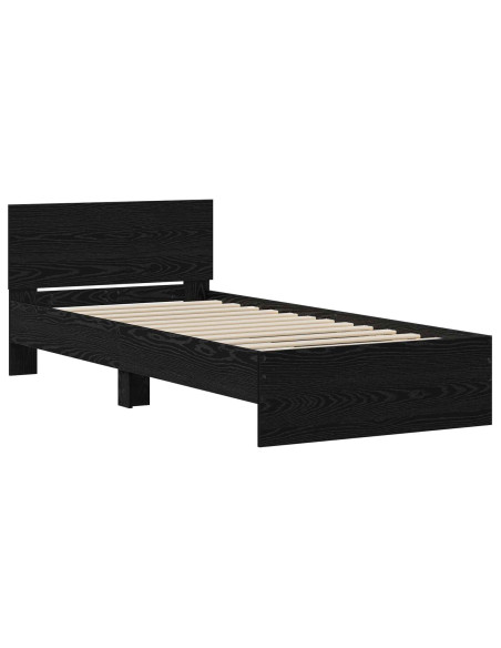 Struttura letto con testata Rovere Nero 80 x 200 cm