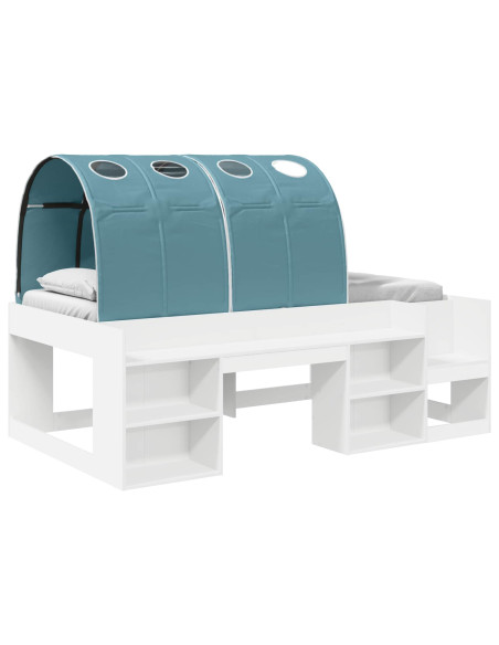 Letto con Tunnel 4 pcs Bianco e azzurro Legno ingegnerizzato