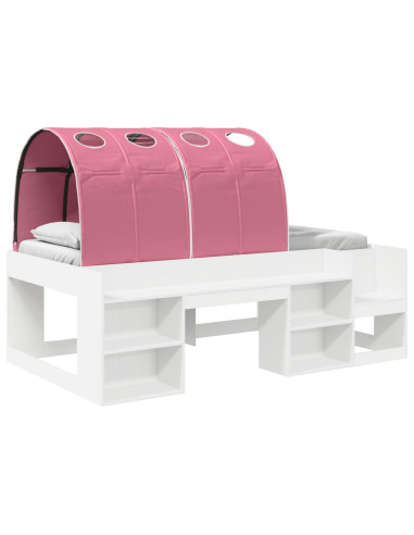 Letto con Tunnel 4 pcs Bianco e Rosa Legno ingegnerizzato