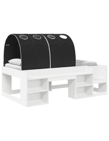 Letto con Tunnel 4 pcs Bianco e Nero Legno ingegnerizzato