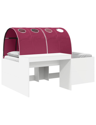 Letto con Tunnel 3 pcs Bianco e Rosso Legno multistrato