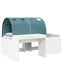 Letto con Tunnel 4 pcs Bianco e azzurro Legno ingegnerizzato