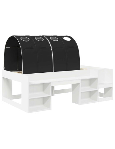 Letto con Tunnel 4 pcs Bianco e Nero Legno ingegnerizzato