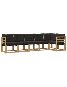 Set di divani da esterno con cuscino 6 pcs Bianco e Nero 2