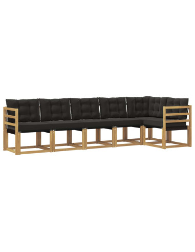 Set di divani da esterno con cuscino 6 pcs Bianco e Nero