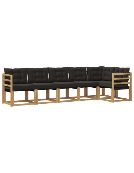 Set di divani da esterno con cuscino 6 pcs Bianco e Nero