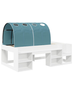 Letto con Tunnel 3 pcs Bianco e azzurro Legno multistrato 2