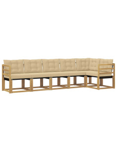 Set di divani da esterno con cuscino 6 pcs Bianco e Beige 2