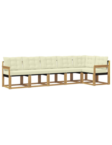 Set di divani da esterno con cuscino 6 pcs Bianco e Crema