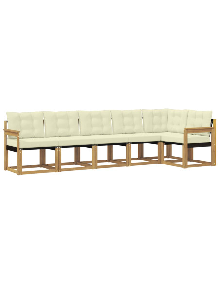 Set di divani da esterno con cuscino 6 pcs Bianco e Crema